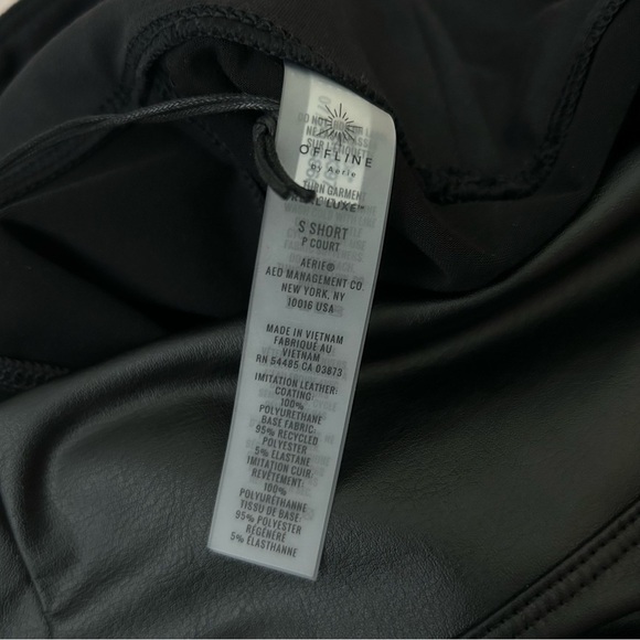 NWT Offline Aerie Faux Leather Look Leggings Black Size Small Short High Rise - Picture 4 of 12